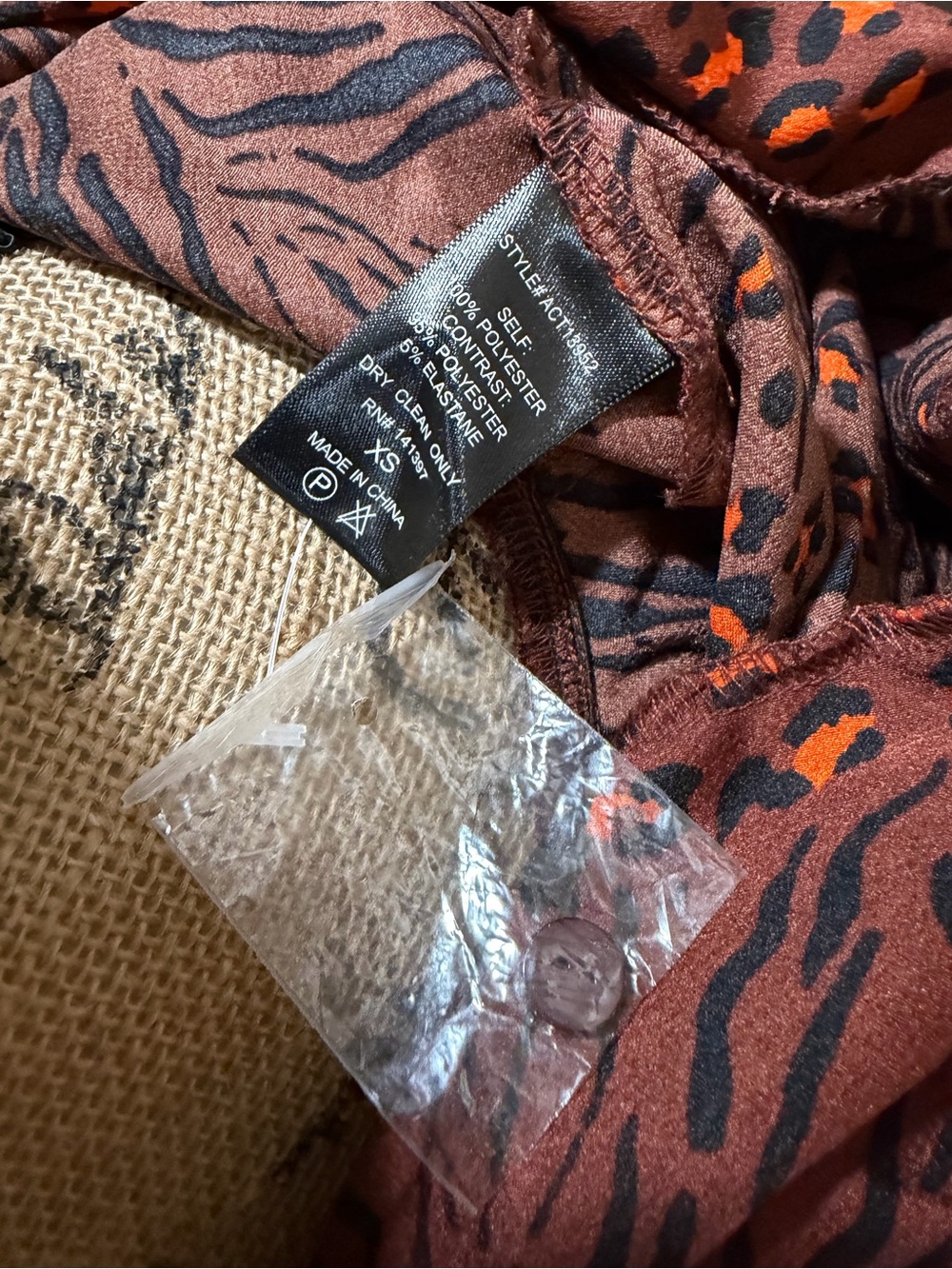 Astr Brown and Orange Animal-Print Satin Wrap Bodysuit NWOT - Picture 2 of 10